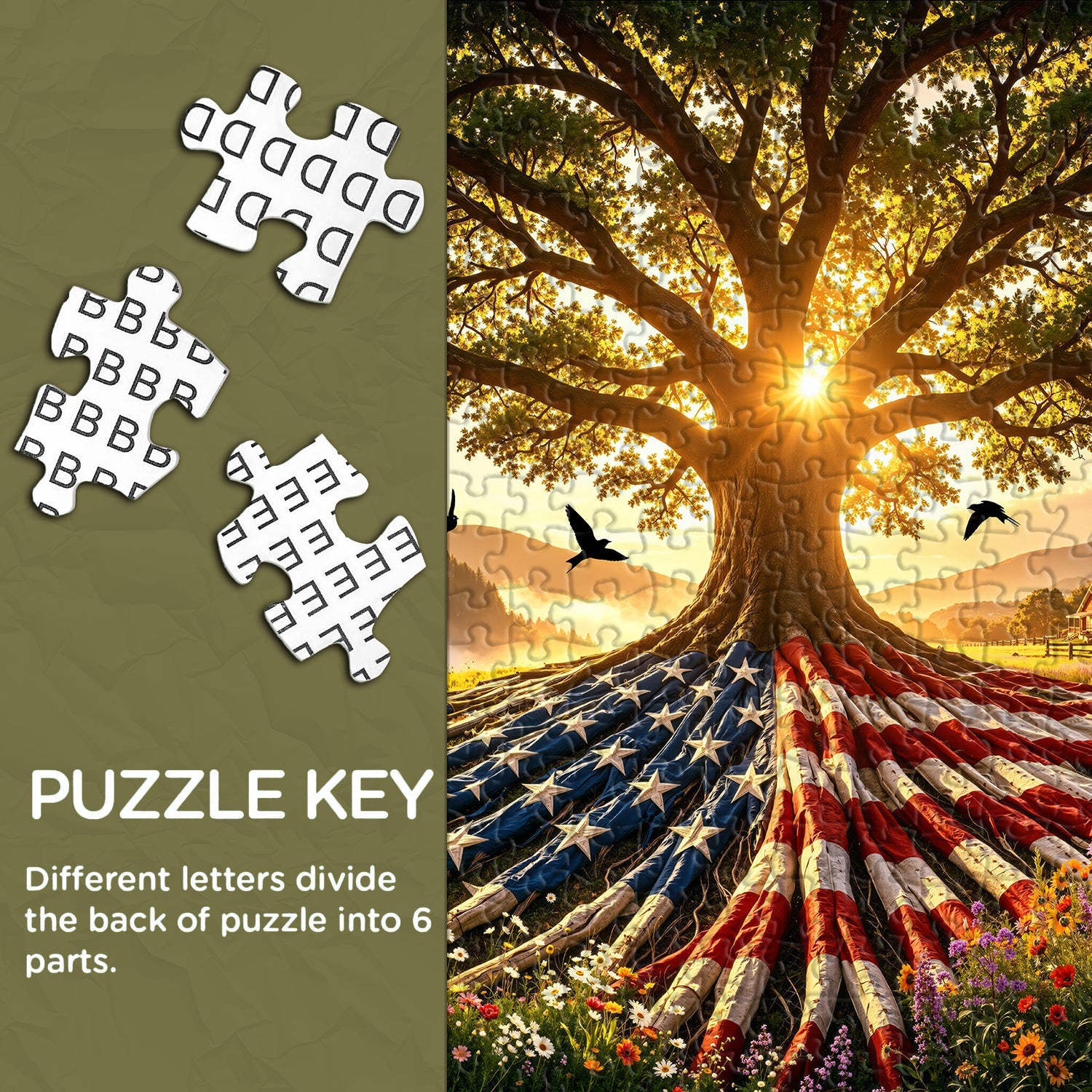 Flag Roots Sunset Oak Jigsaw Puzzle 1000 Piece
