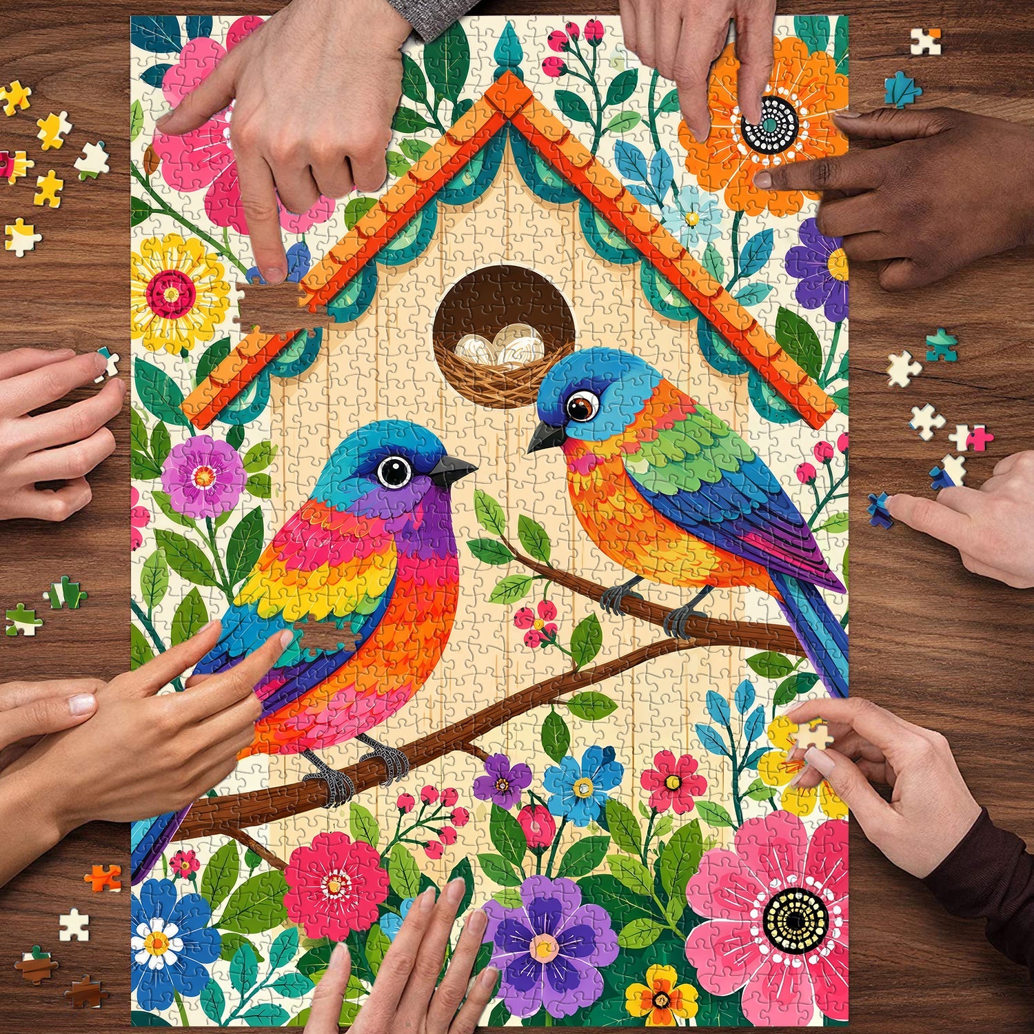 Floral Bird Cottage Jigsaw Puzzle 1000 Piece