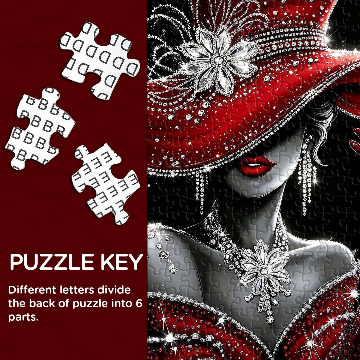 Lady in Red Diamonds Jigsaw Puzzle 1000 Pieces