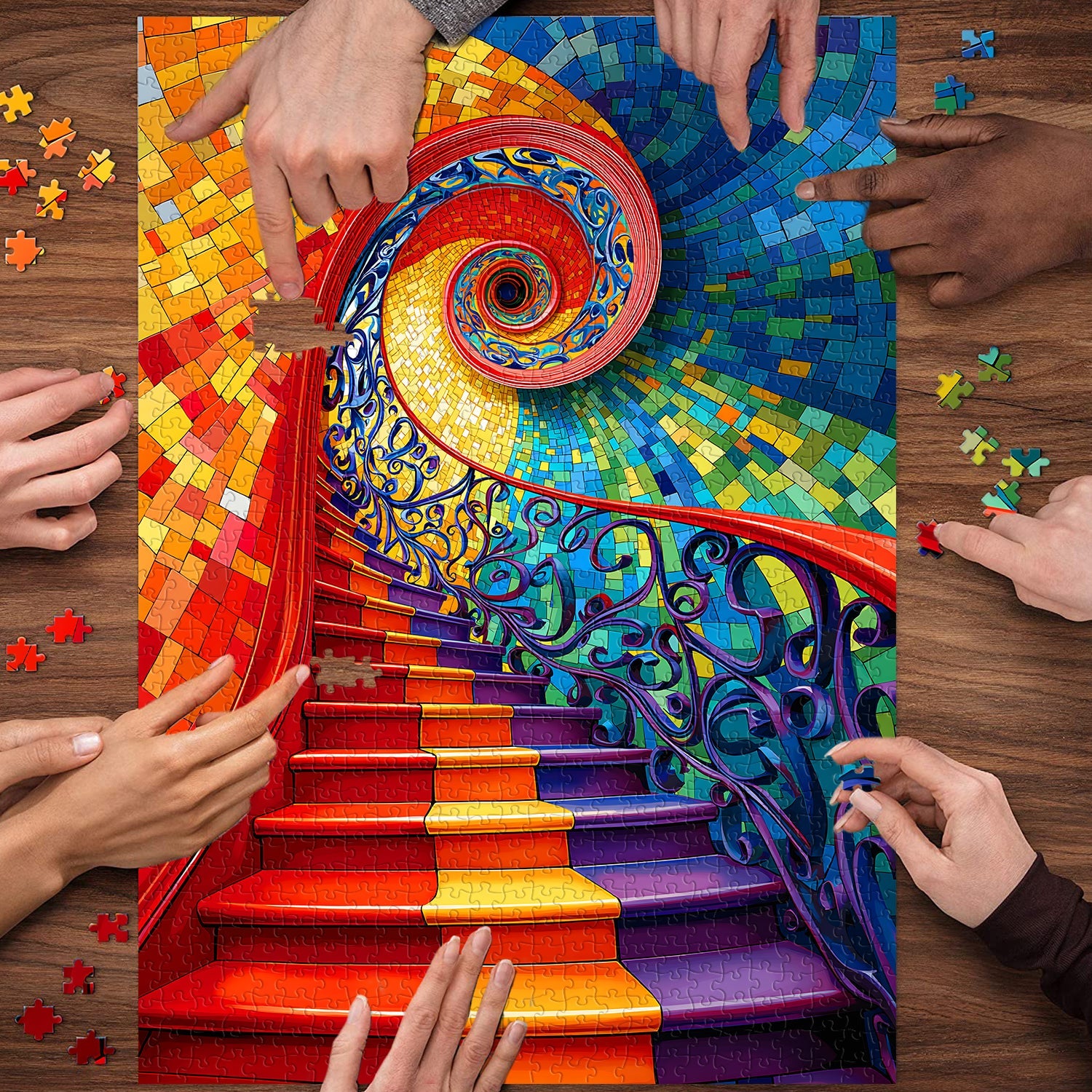 Rainbow Spiral Stairs Jigsaw Puzzle 1000 Piece