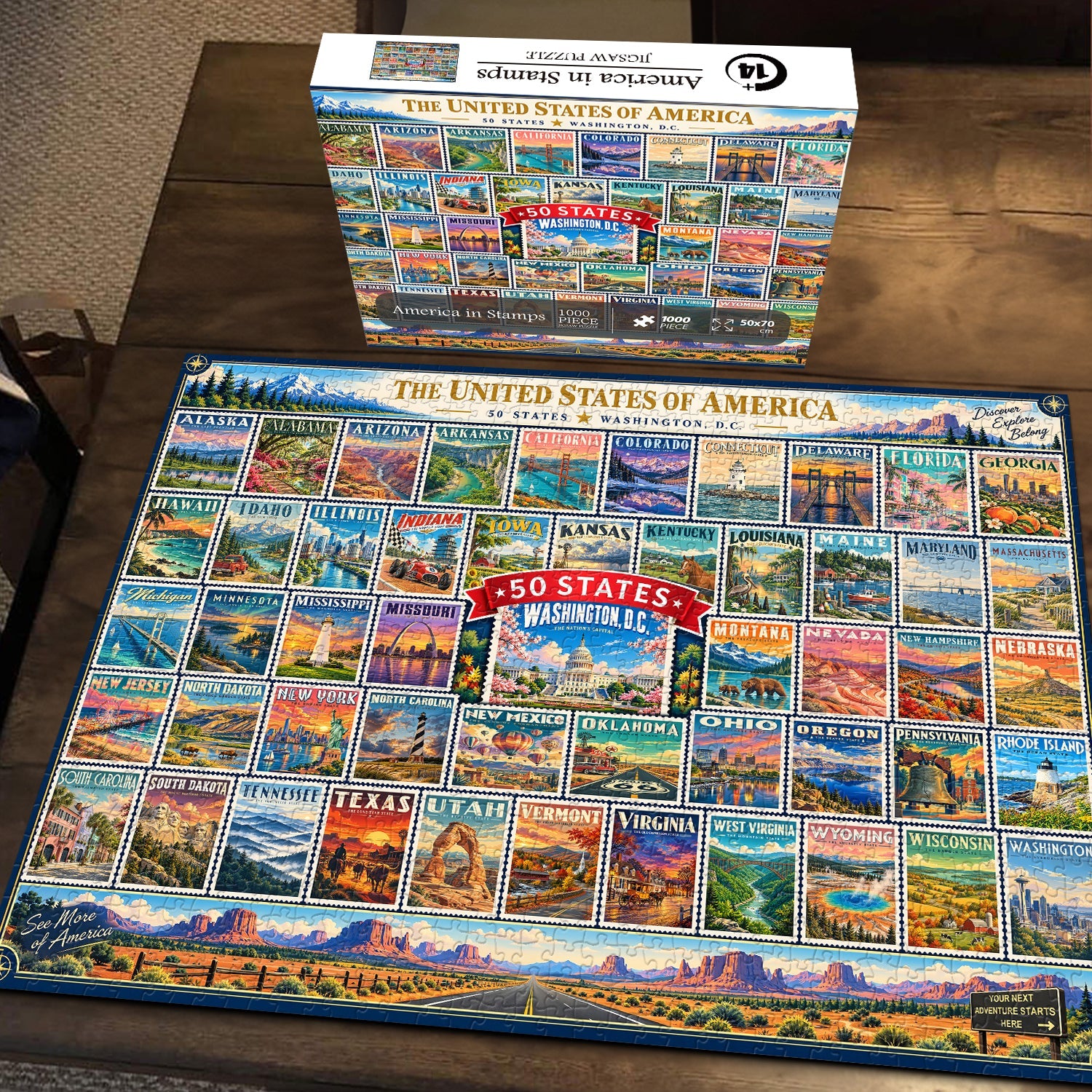 America in Stamps Jigsaw Puzzle 1000 Pieces