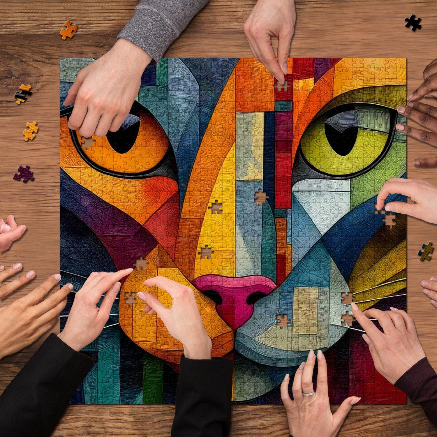 Geometric Kitty Jigsaw Puzzle 1000 Pieces