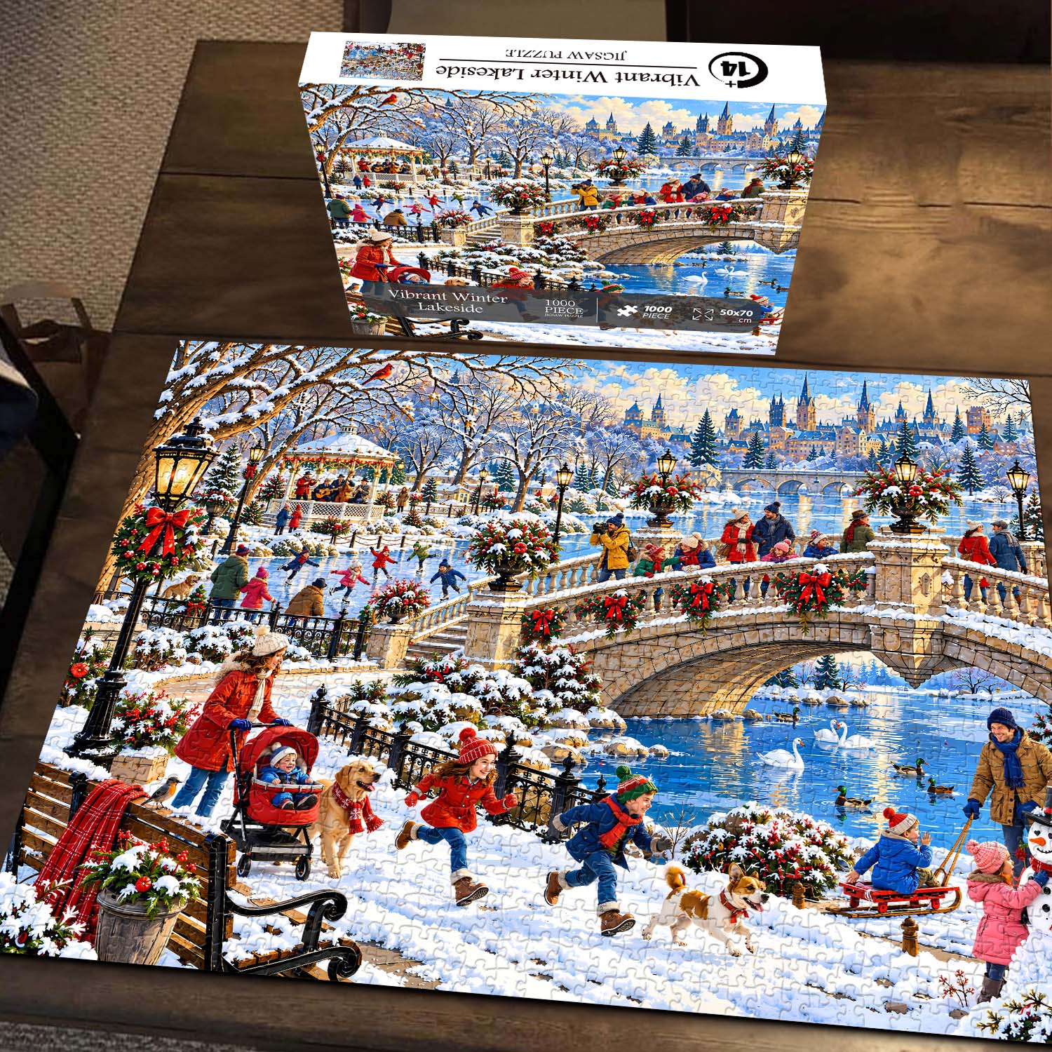 Vibrant Winter Lakeside Jigsaw Puzzle 1000 Pieces