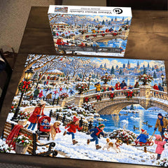 Vibrant Winter Lakeside Jigsaw Puzzle 1000 Pieces