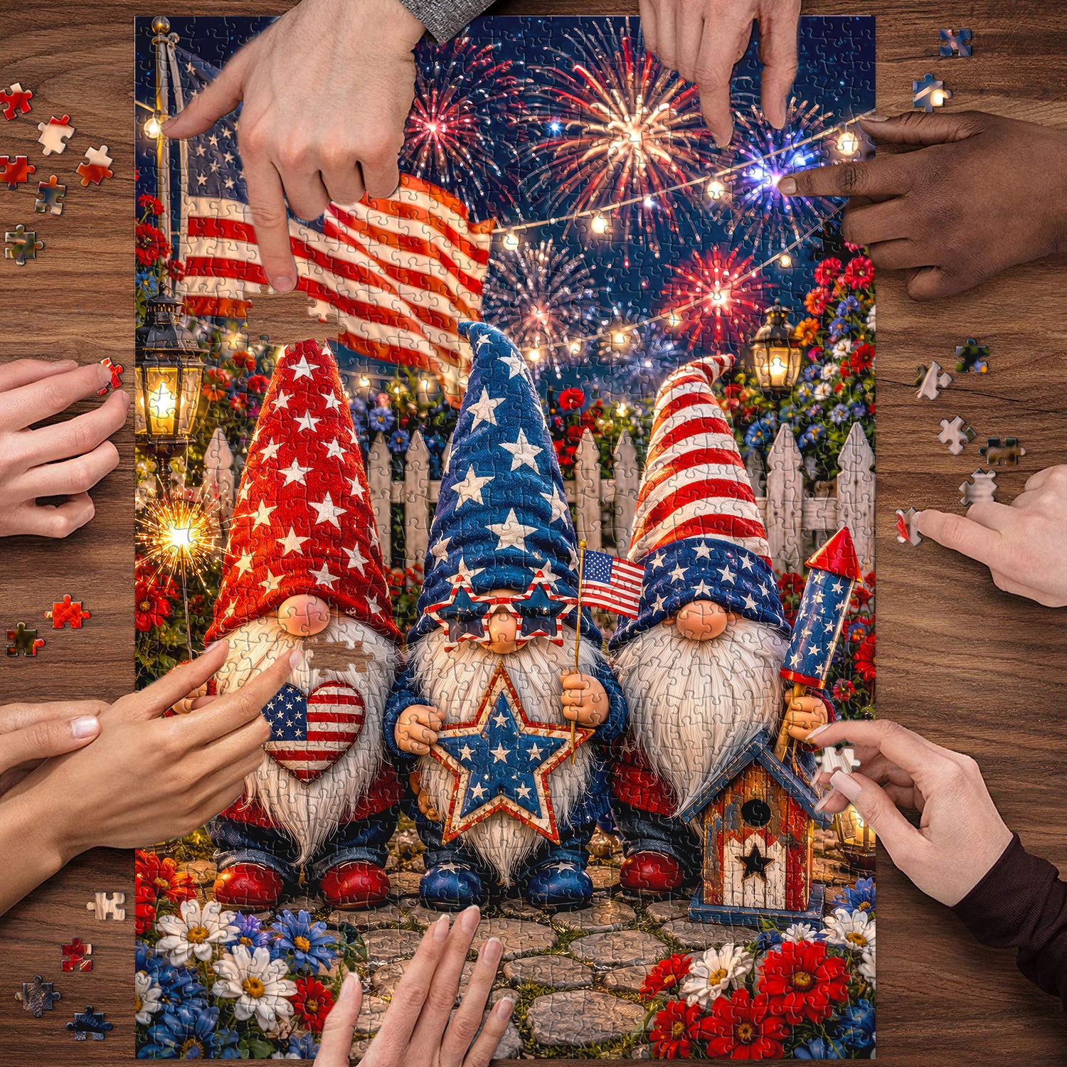 Firework Gnome Celebration Jigsaw Puzzle 1000 Piece