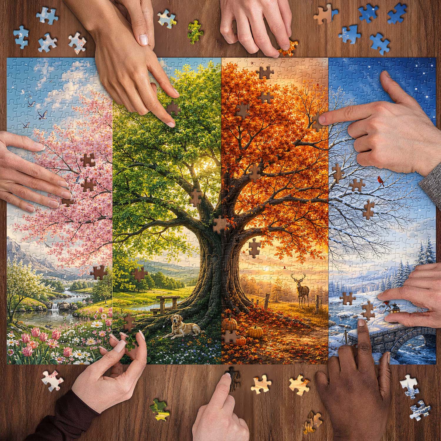 Four-Season Tree Jigsaw Puzzle 1000 Piece