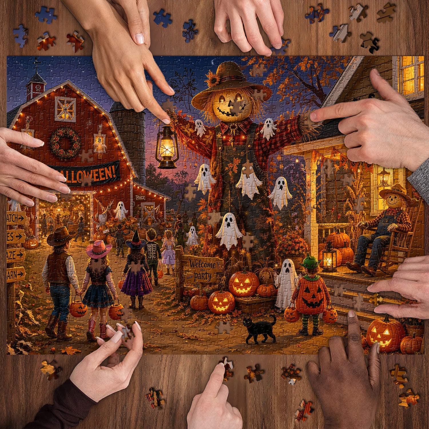Halloween in Scarecrow Town Jigsaw Puzzle 1000 Pieces