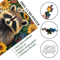 Raccoon Among Flowers Jigsaw Puzzles 1000 Pieces