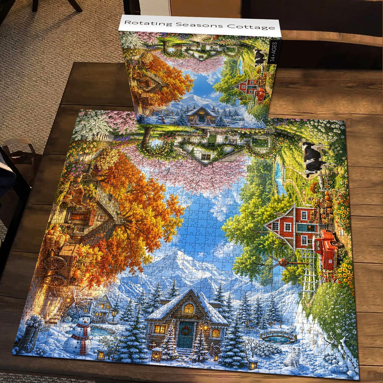 Rotating Seasons Cottage Jigsaw Puzzle 1000 Piece