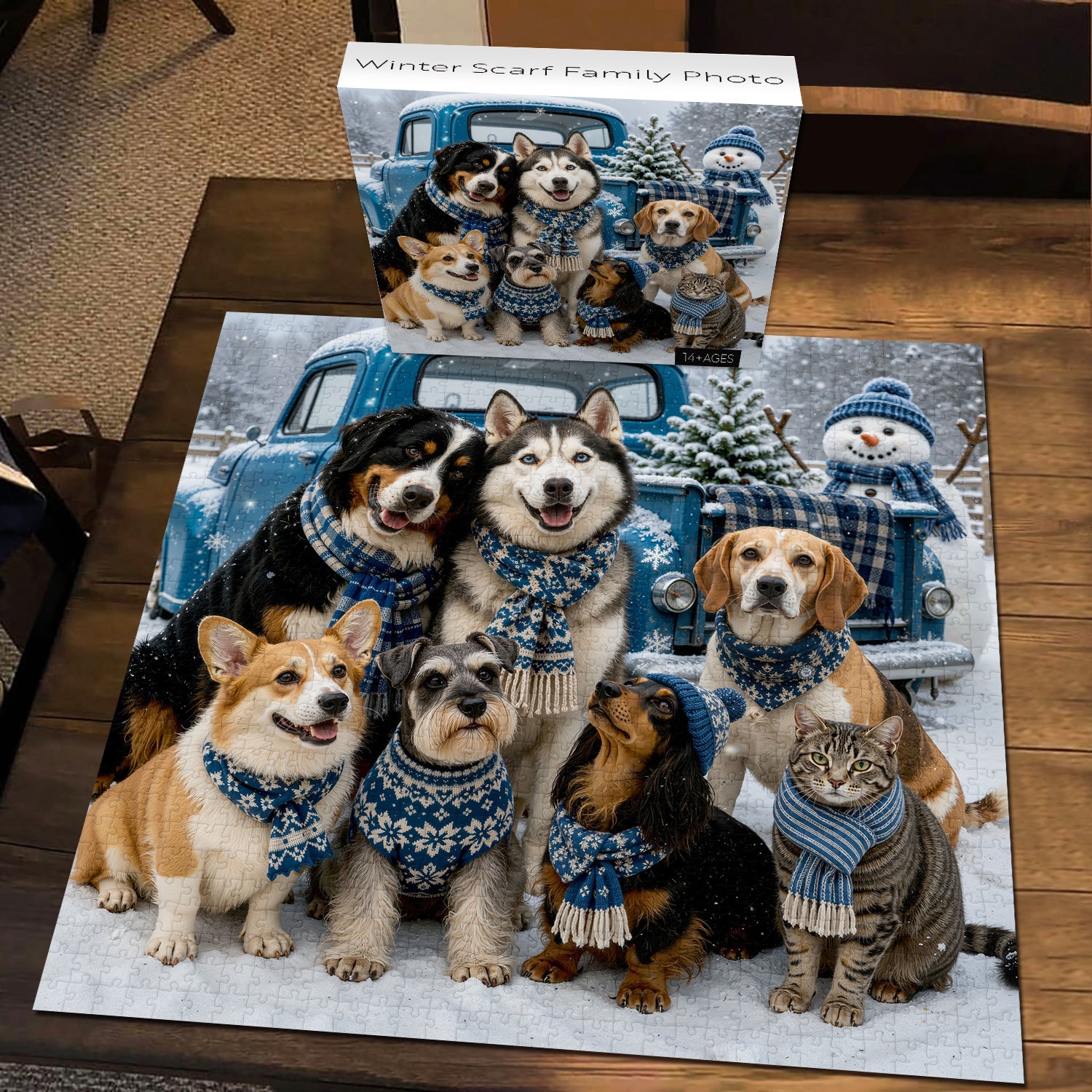 Winter Scarf Family Photo Jigsaw Puzzle 1000 Pieces