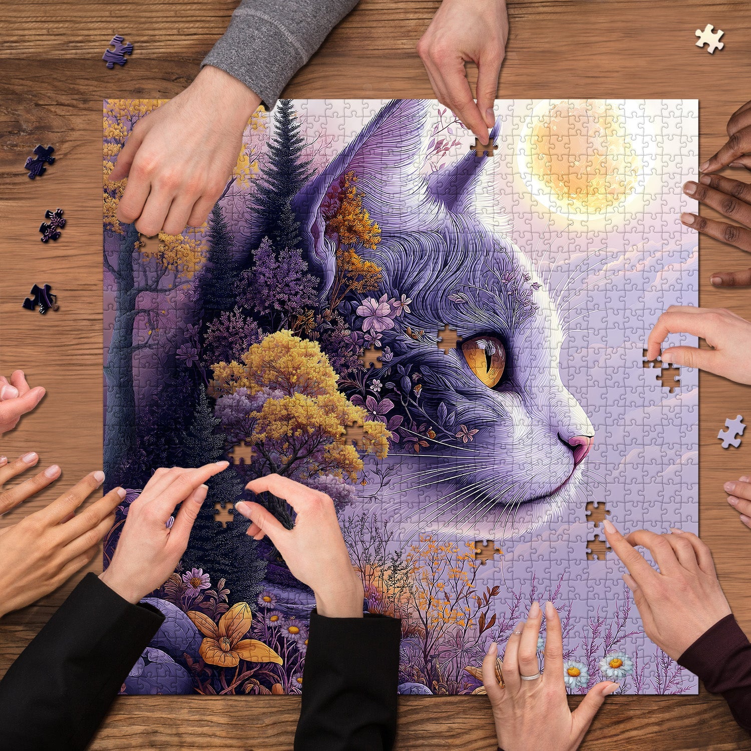 Moonlit Cat Jigsaw Puzzle 1000 Pieces