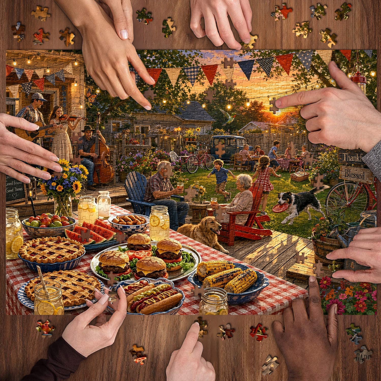 Family Yard BBQ Jigsaw Puzzle 1000 Piece