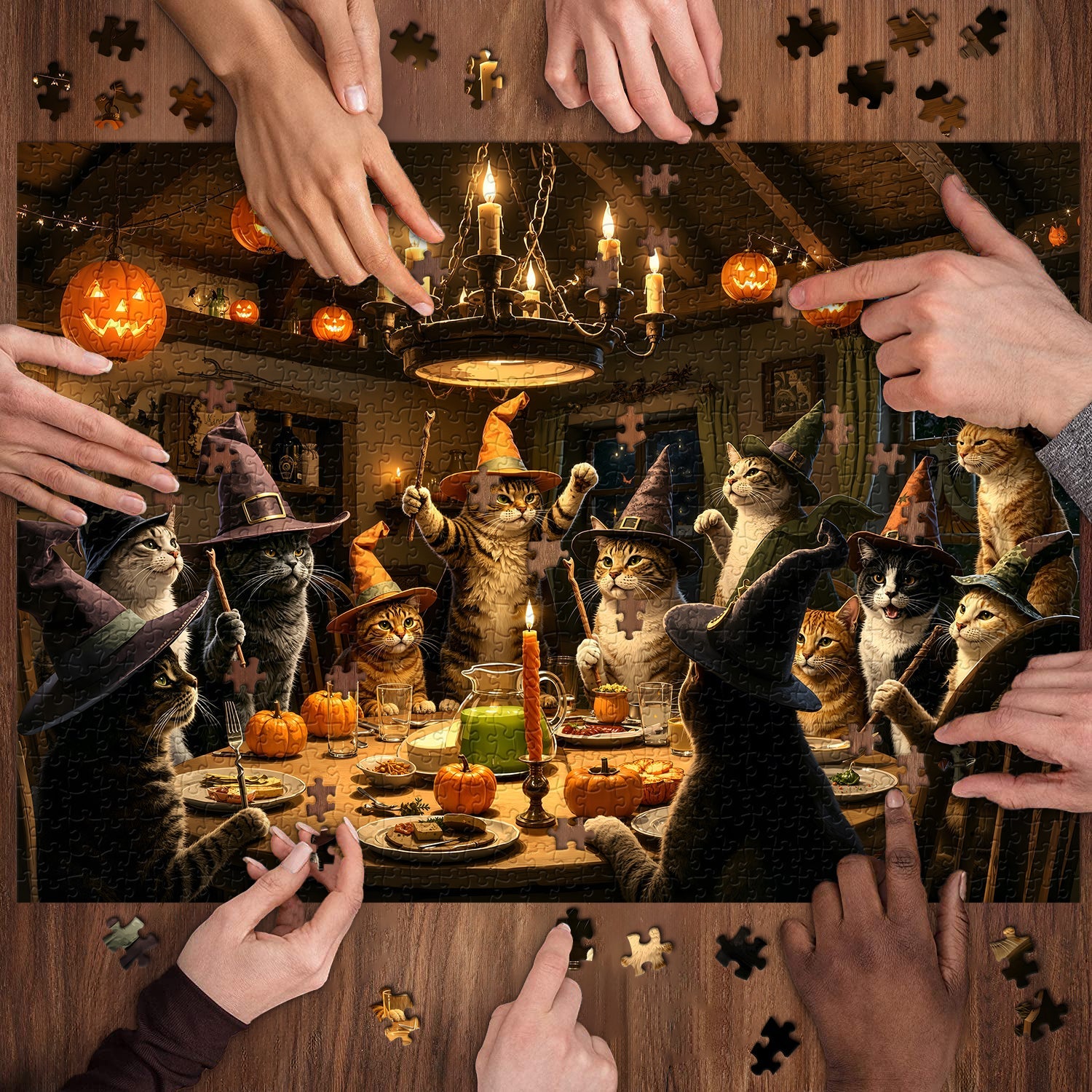 Witch Cat Feast Jigsaw Puzzle 1000 Piece