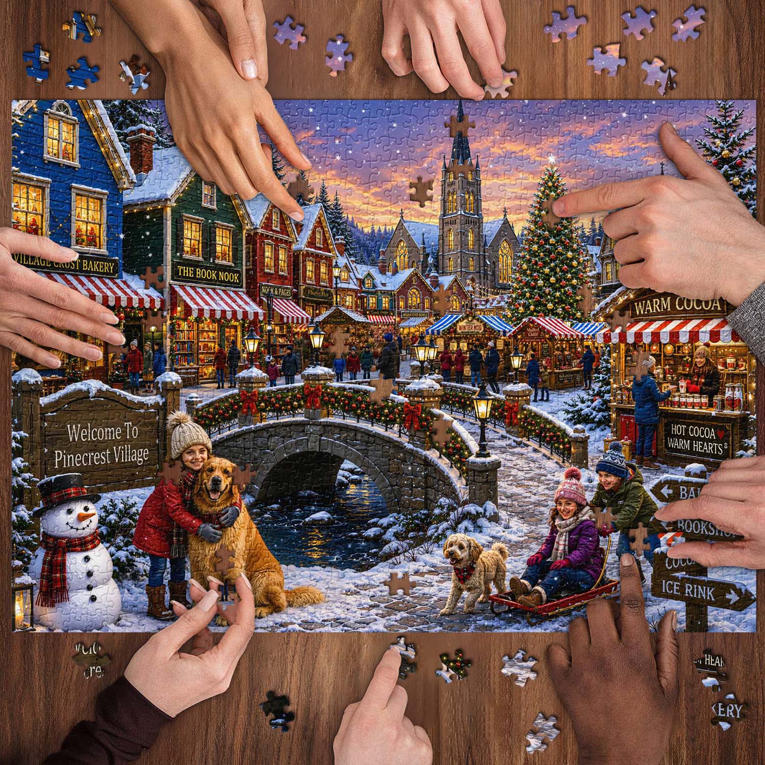 Warm Winter Village Jigsaw Puzzle 1000 Pieces
