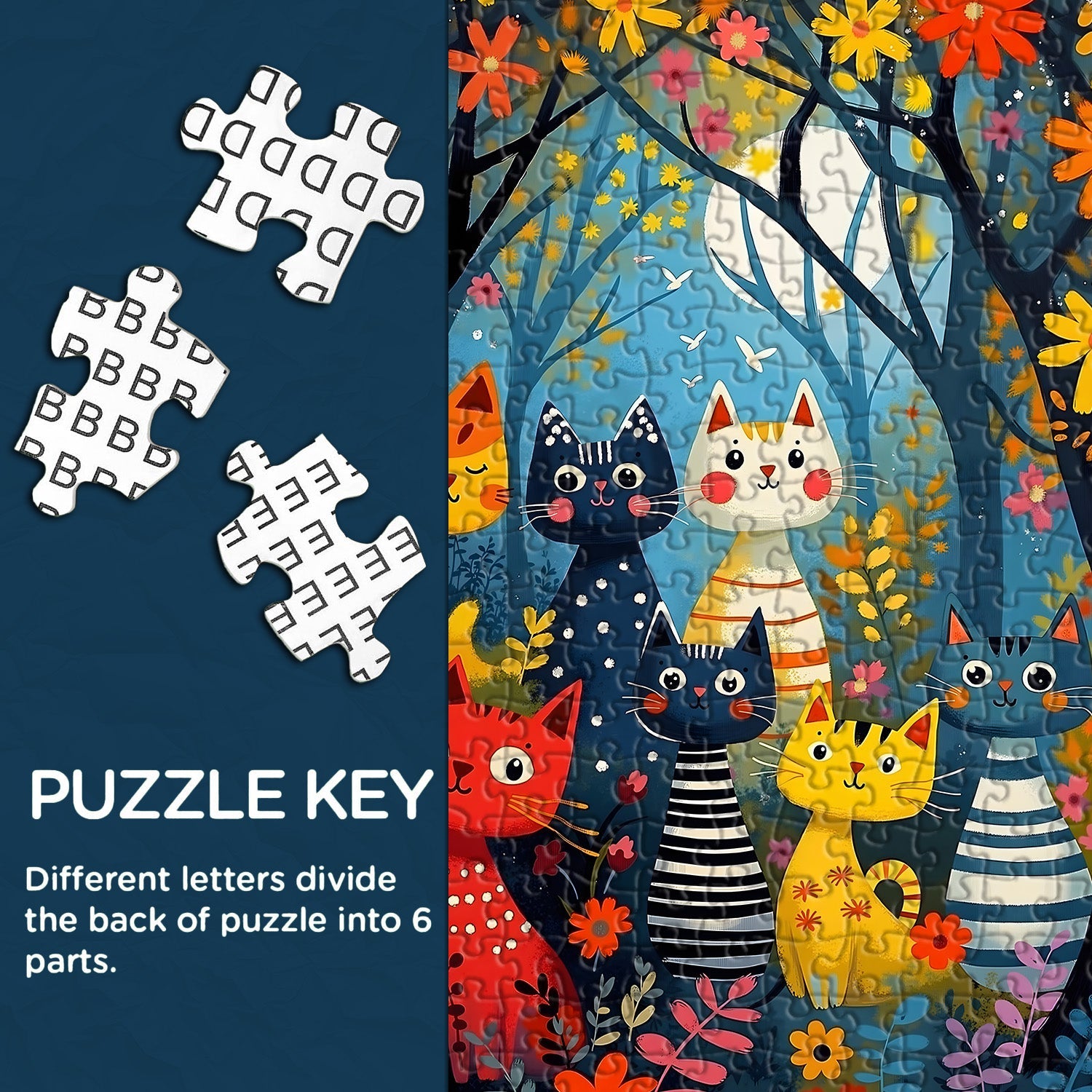 Moonlit Cat Forest Jigsaw Puzzle 1000 Pieces