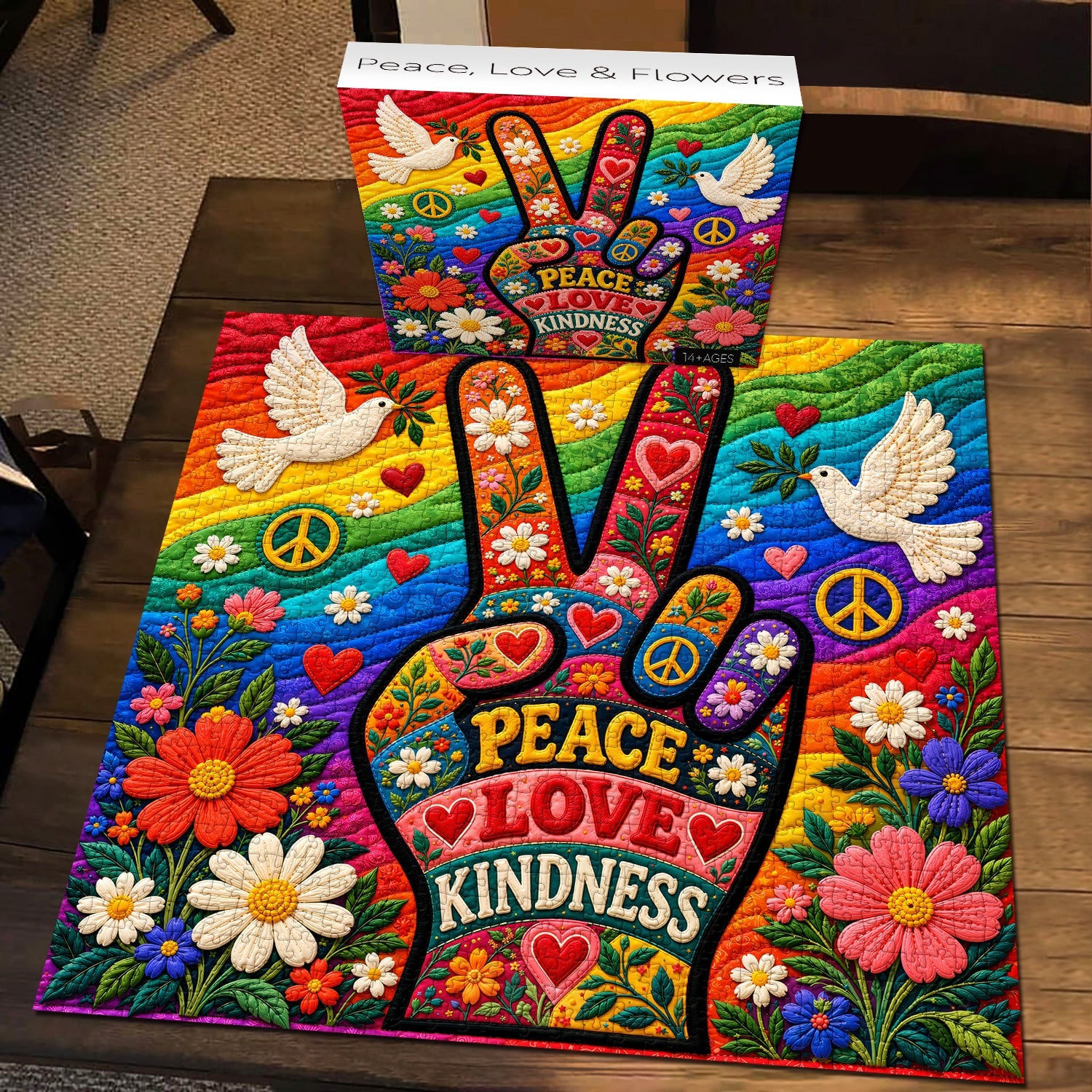 Peace, Love & Flowers Jigsaw Puzzle 1000 Pieces