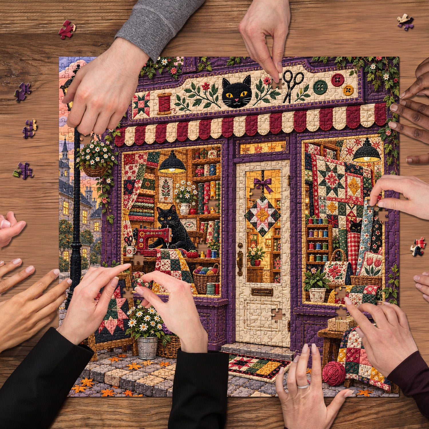 Black Cat Sewing Shop Jigsaw Puzzle 1000 Pieces