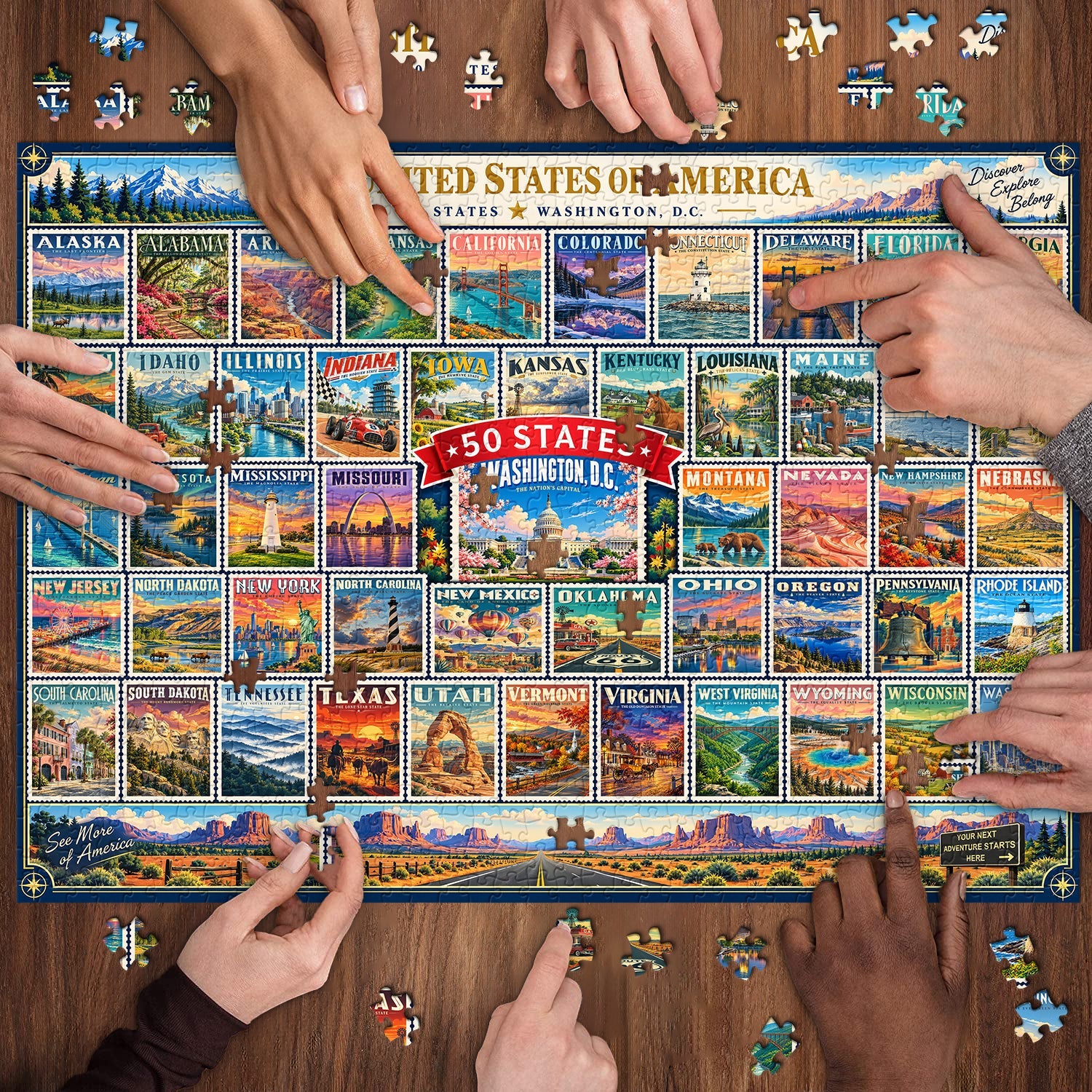 America in Stamps Jigsaw Puzzle 1000 Pieces