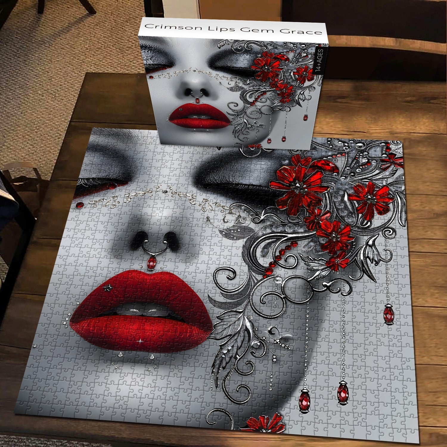 Crimson Lips Gem Grace Jigsaw Puzzle 1000 Pieces