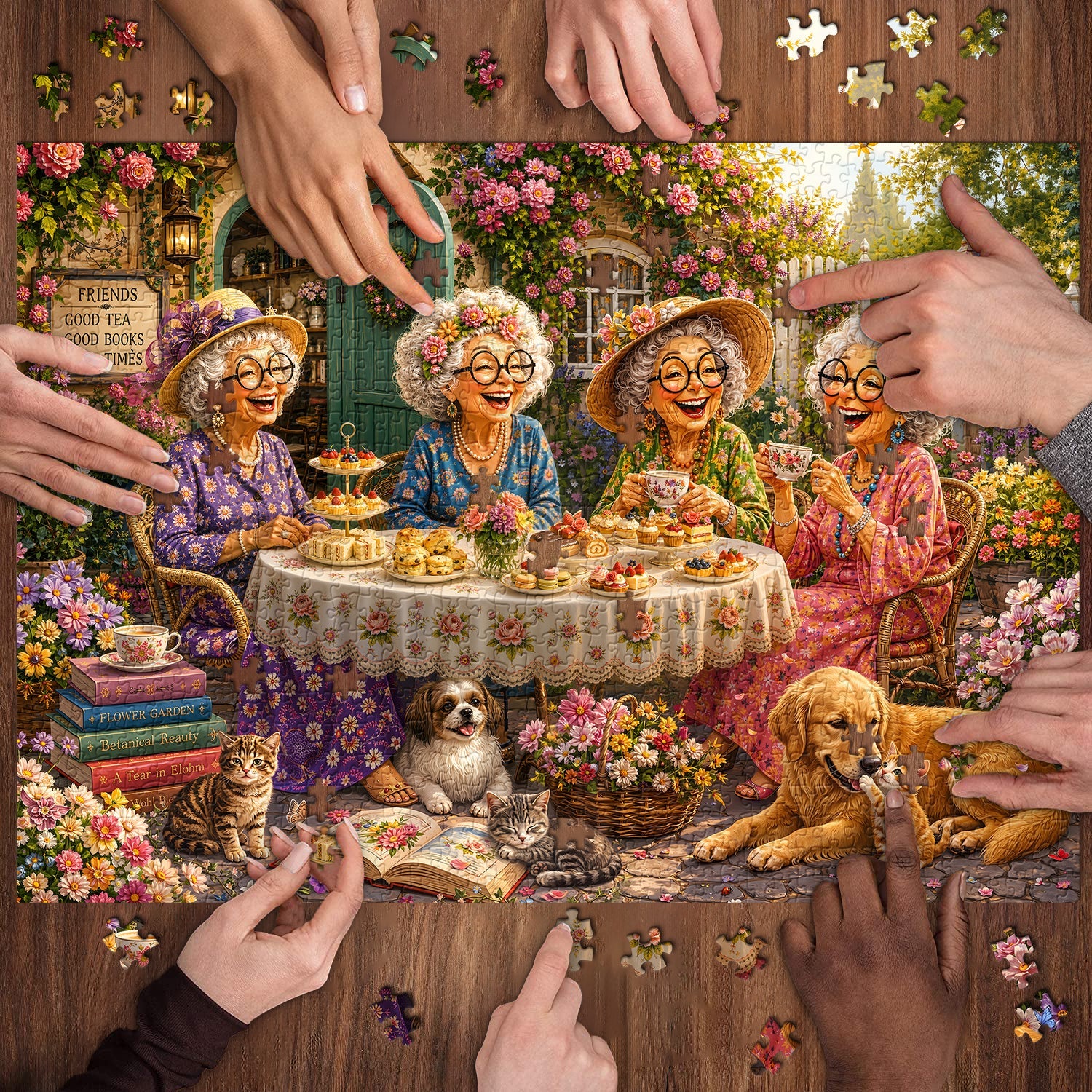 Friends Garden Tea Jigsaw Puzzle 1000 Piece