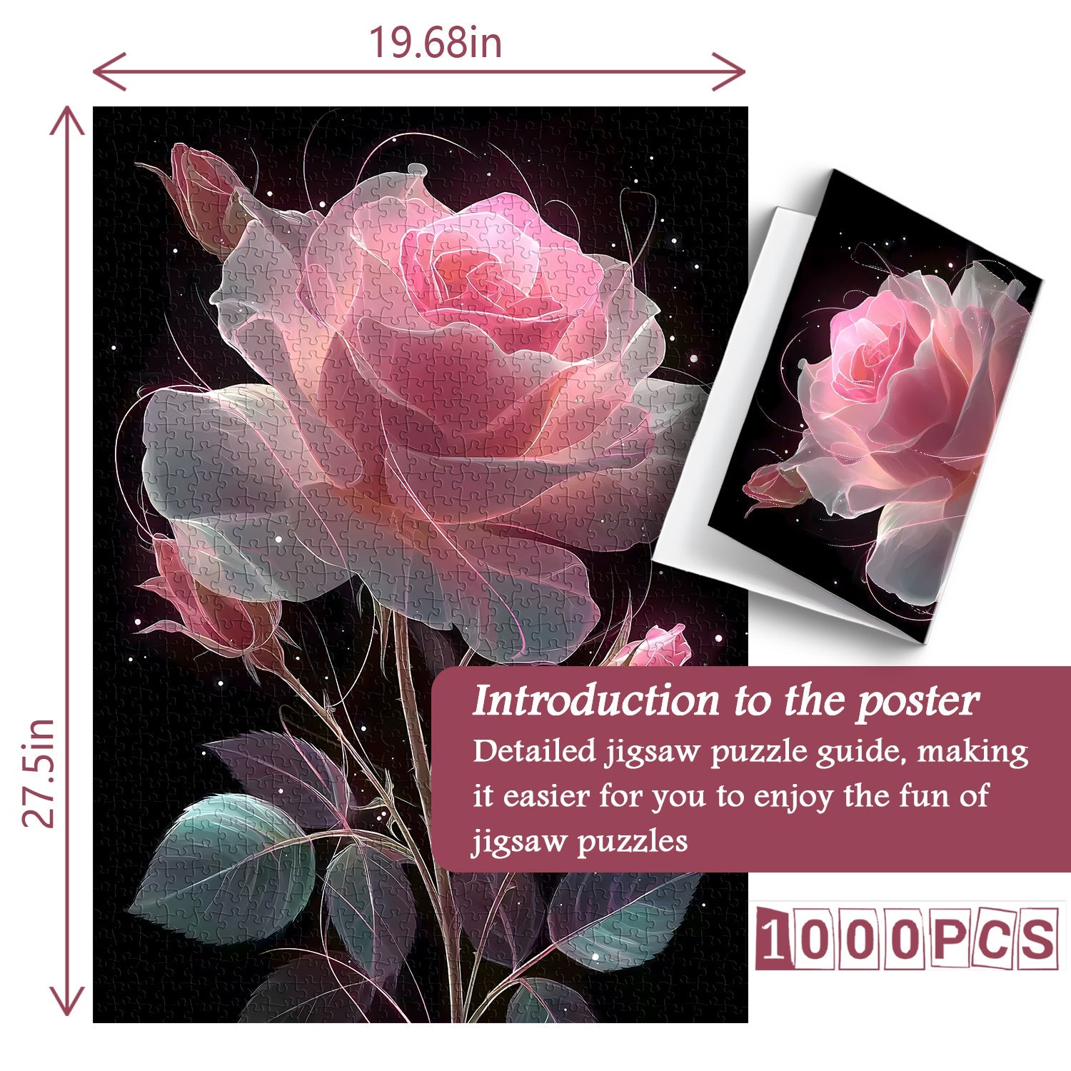 Pink Dream Rose Jigsaw Puzzles 1000 Pieces