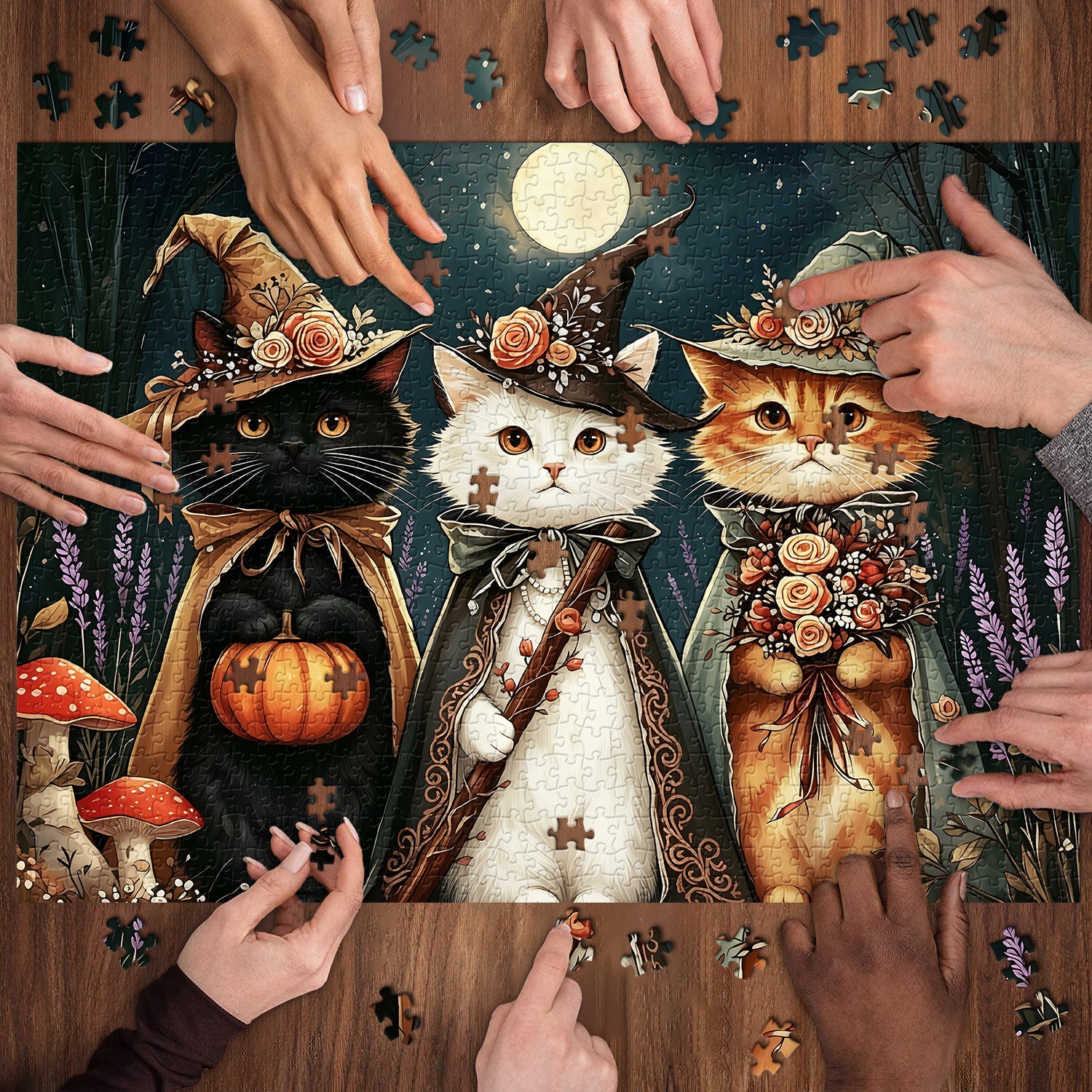 Moon Cat Witches  Jigsaw Puzzle 1000 Piece