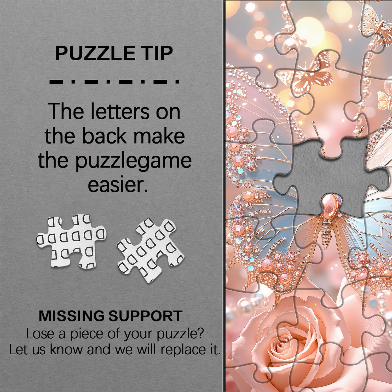 Peach Jewel Butterfly Jigsaw Puzzle 1000 Pieces