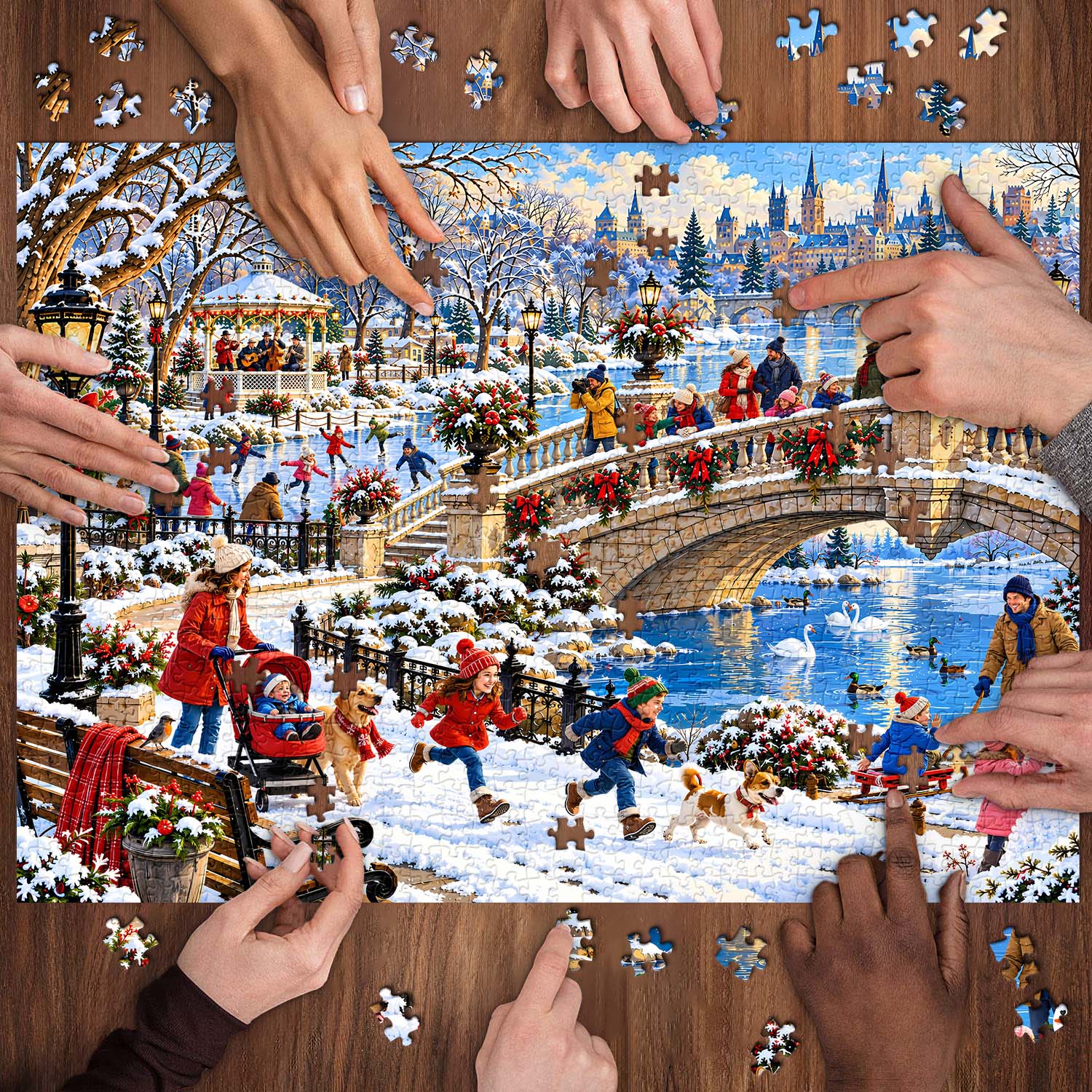 Vibrant Winter Lakeside Jigsaw Puzzle 1000 Pieces