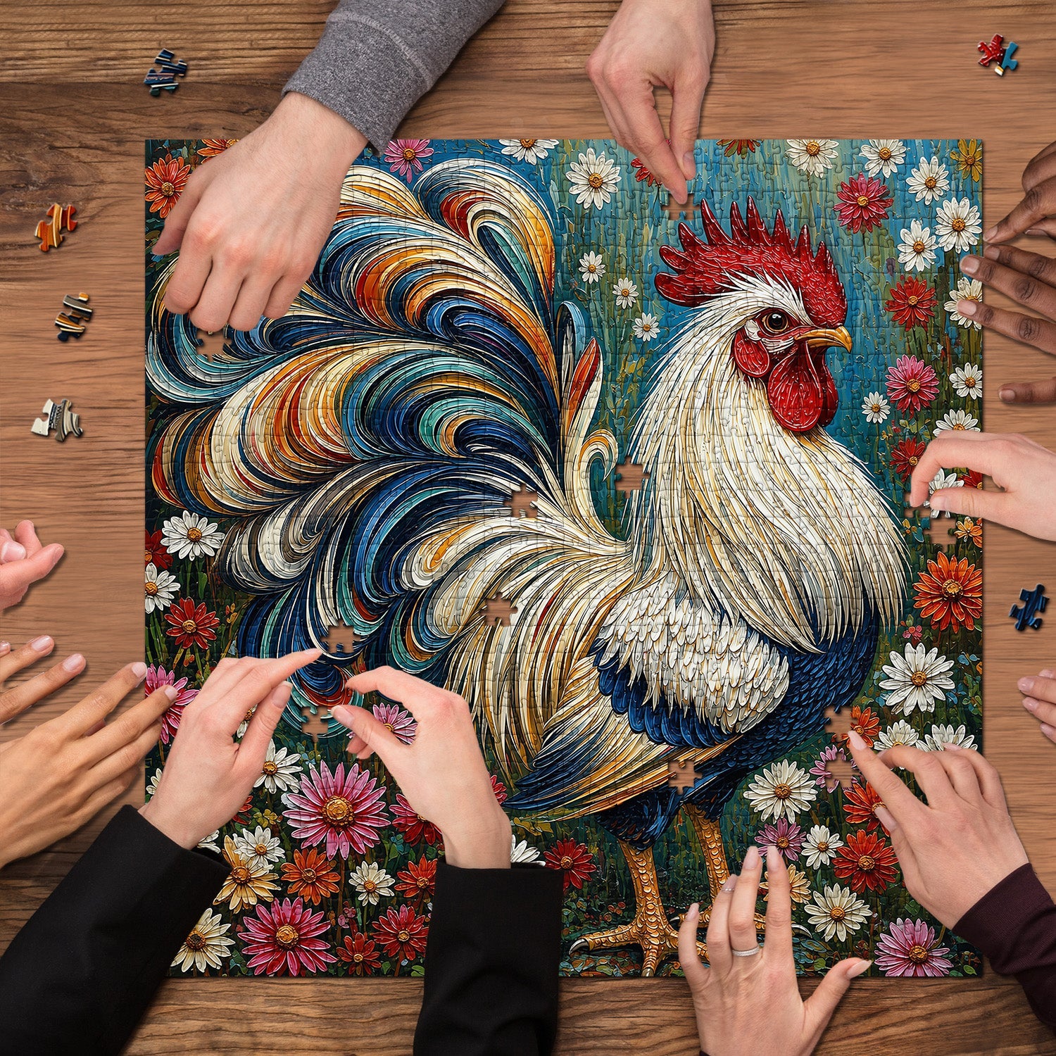 Colorful Rooster Jigsaw Puzzle 1000 Pieces