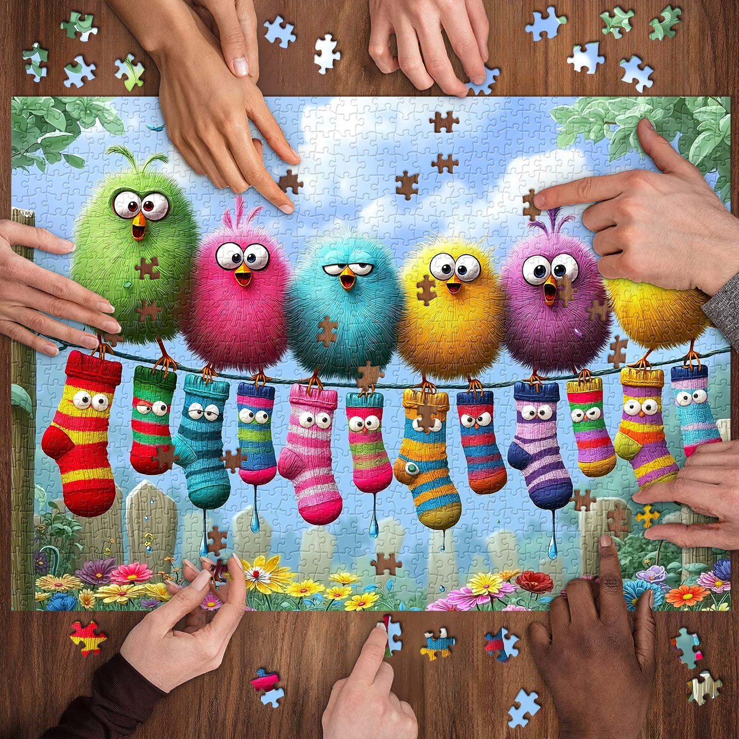 Cute Birds Laundry Day Jigsaw Puzzle 1000 Piece