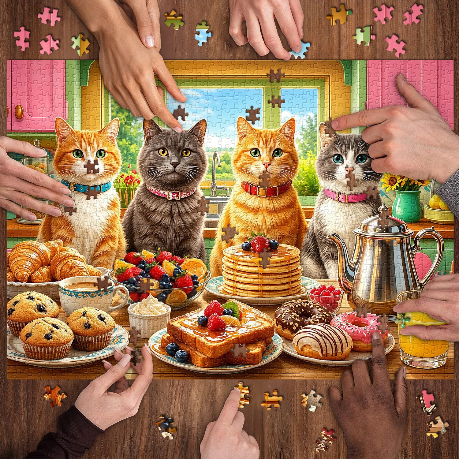 Sweet Cat Feast Jigsaw Puzzle 1000 Piece