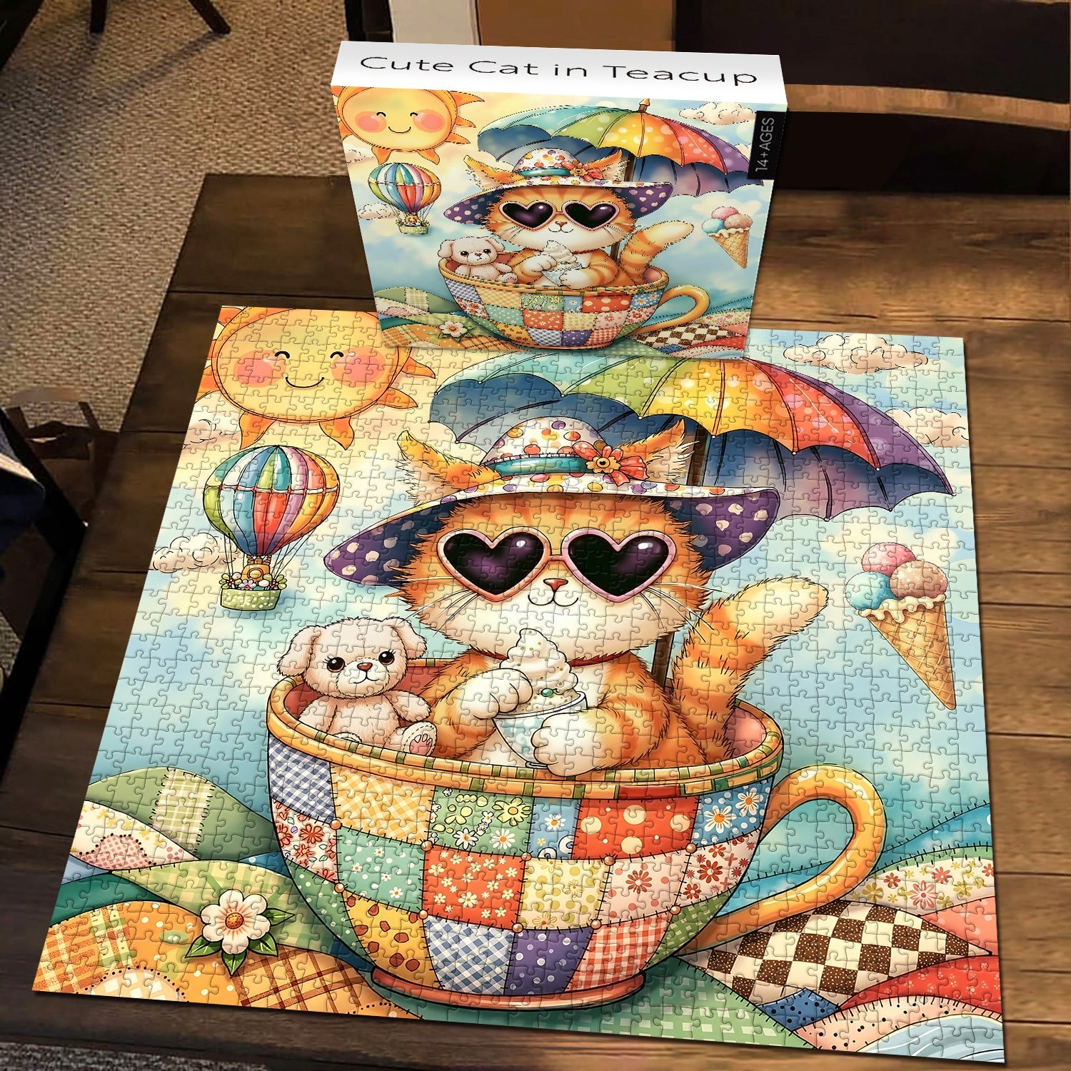 Cute Cat in Teacup Jigsaw Puzzle 1000 Pieces
