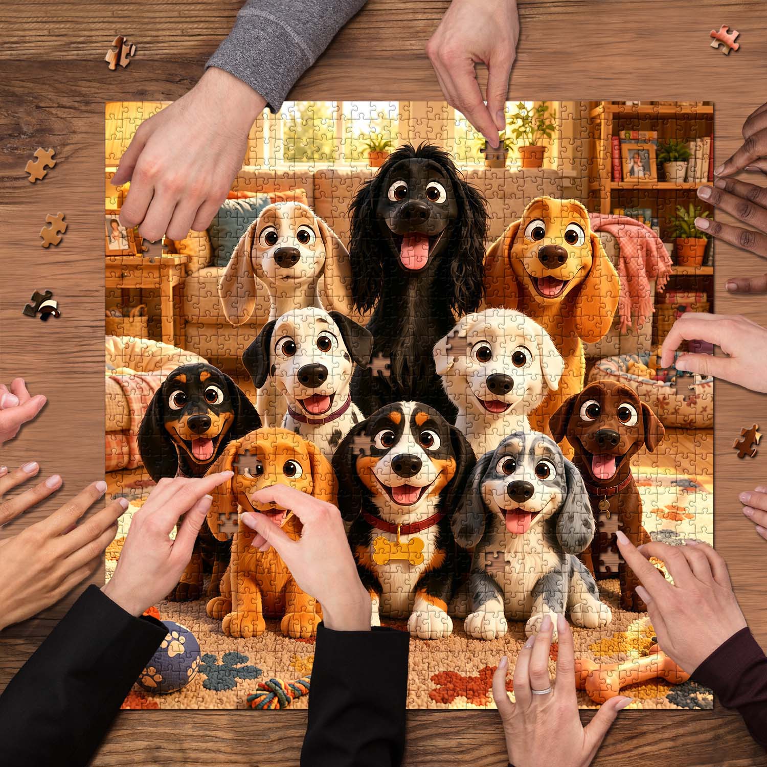 Puppy Family Portrait Jigsaw Puzzle 1000 Piece