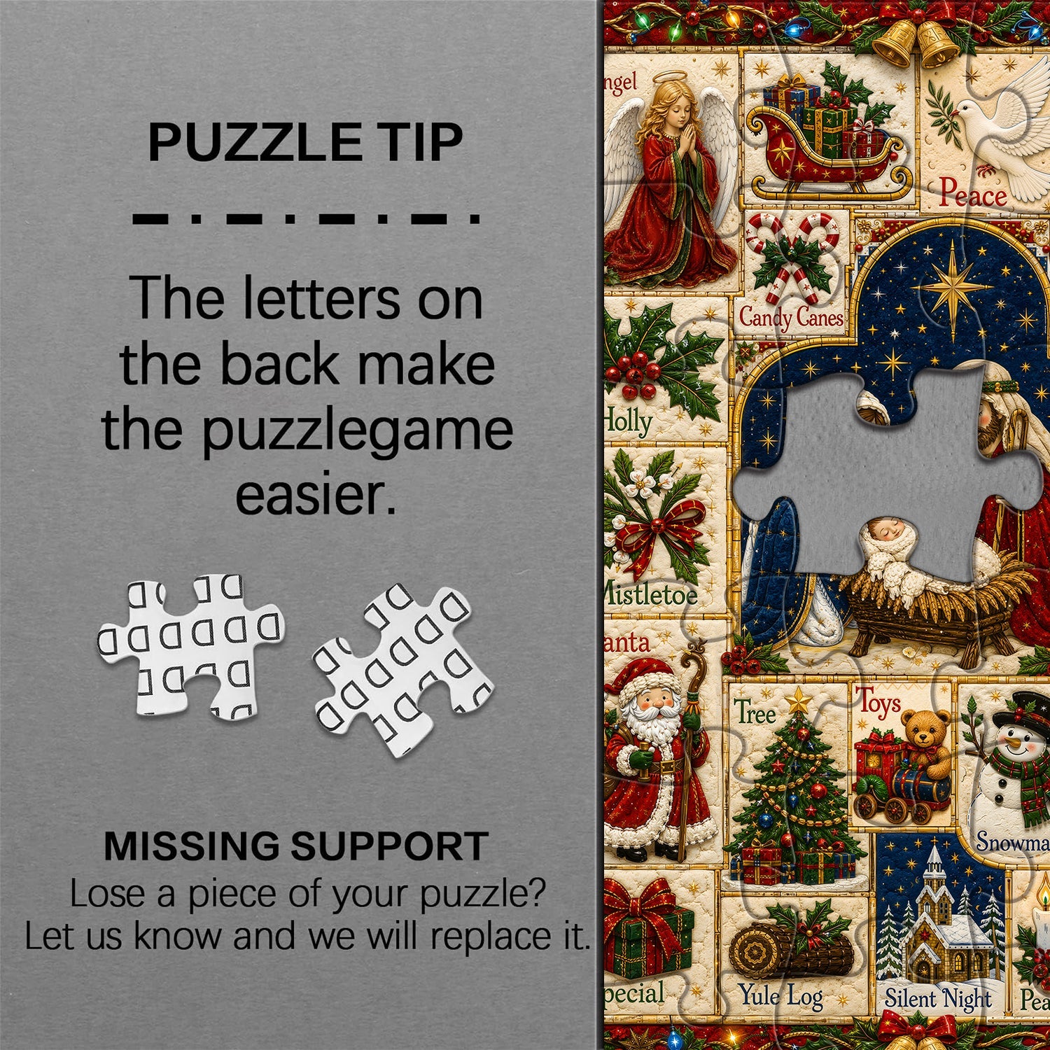 Vintage Christmas Patchwork Jigsaw Puzzle 1000 Pieces