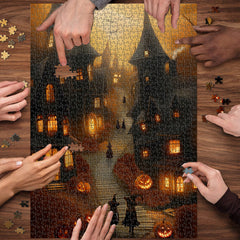 Puzzle Jigsaw de la Ville de Citrouilles Mystiques 1000 Pièces