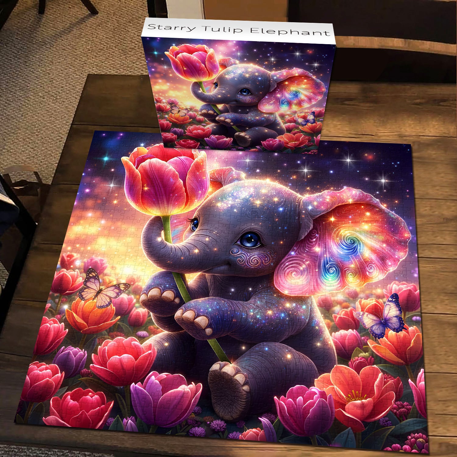 Starry Tulip Elephant Jigsaw Puzzle 1000 Pieces