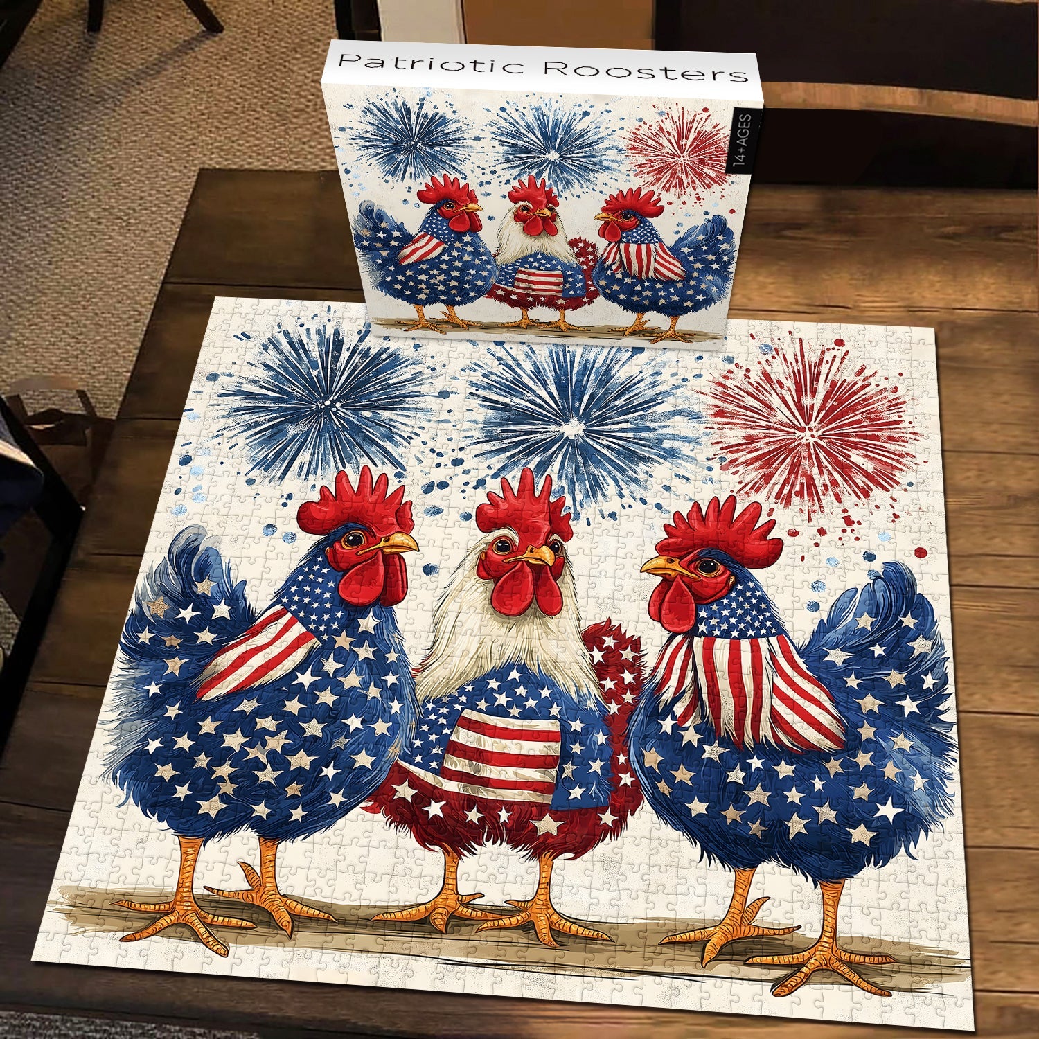 Patriotic Roosters Jigsaw Puzzle 1000 Pieces
