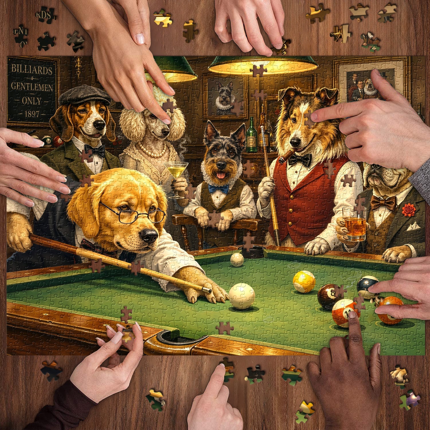Retro Billiards Dog Jigsaw Puzzle 1000 Piece