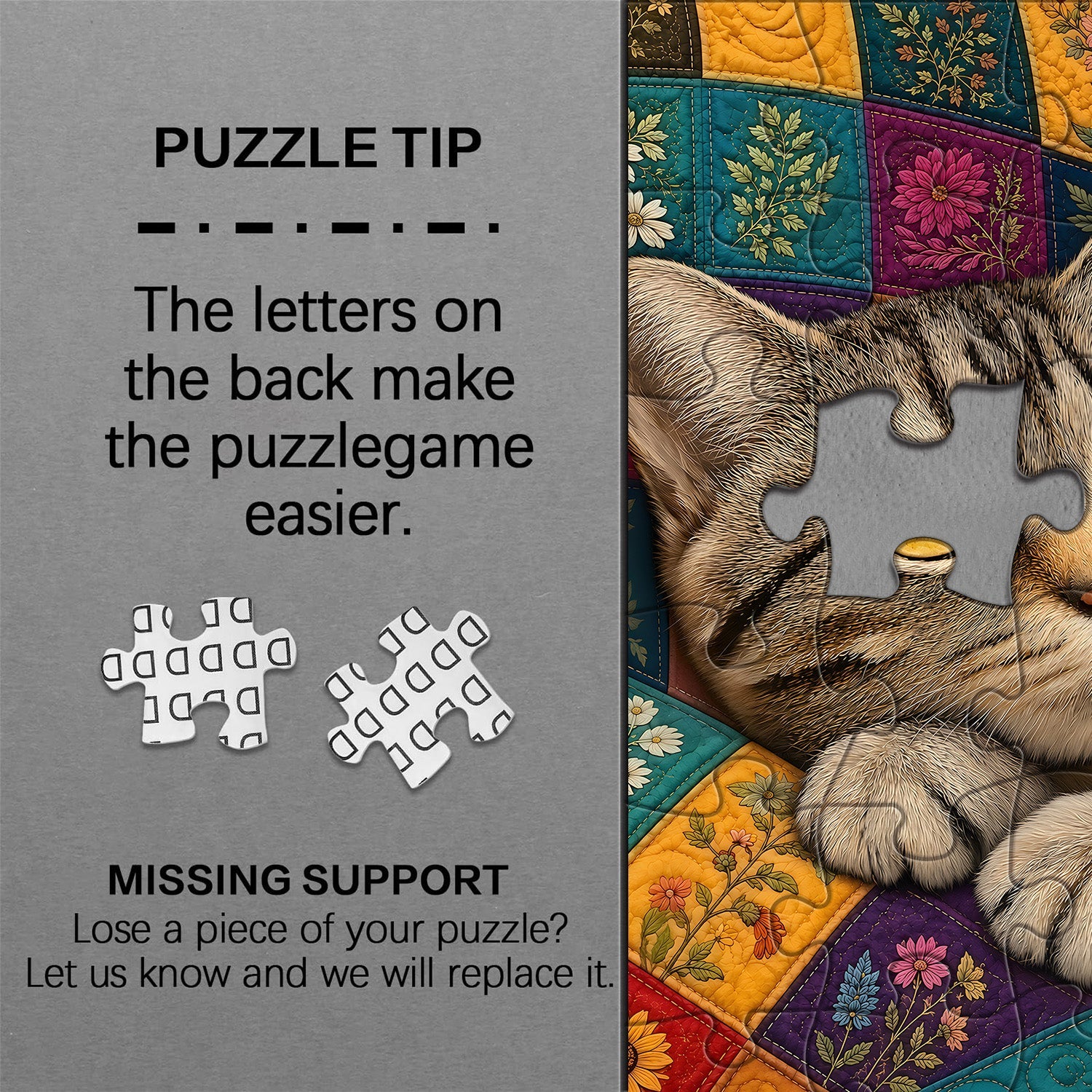 Floral Quilt Cat  Jigsaw Puzzle 1000 Pieces