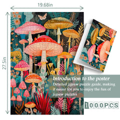 Puzzle en bois de champignons colorés 1000 pièces