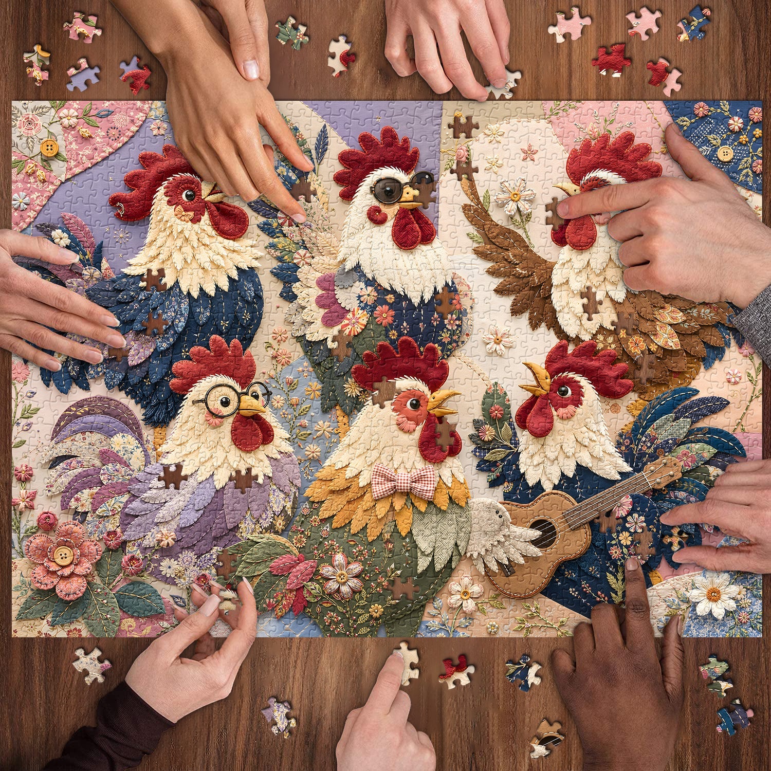 Patchwork Chick Band Jigsaw Puzzle 1000 Piece