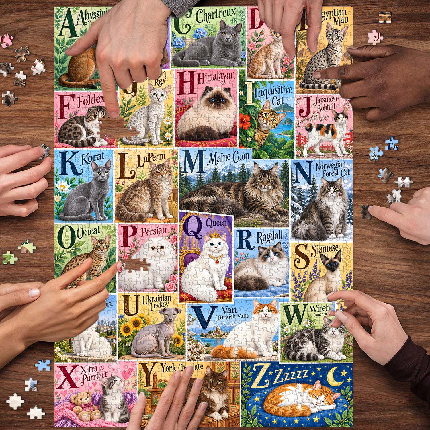 Alphabet Cats Jigsaw Puzzle 1000 Piece