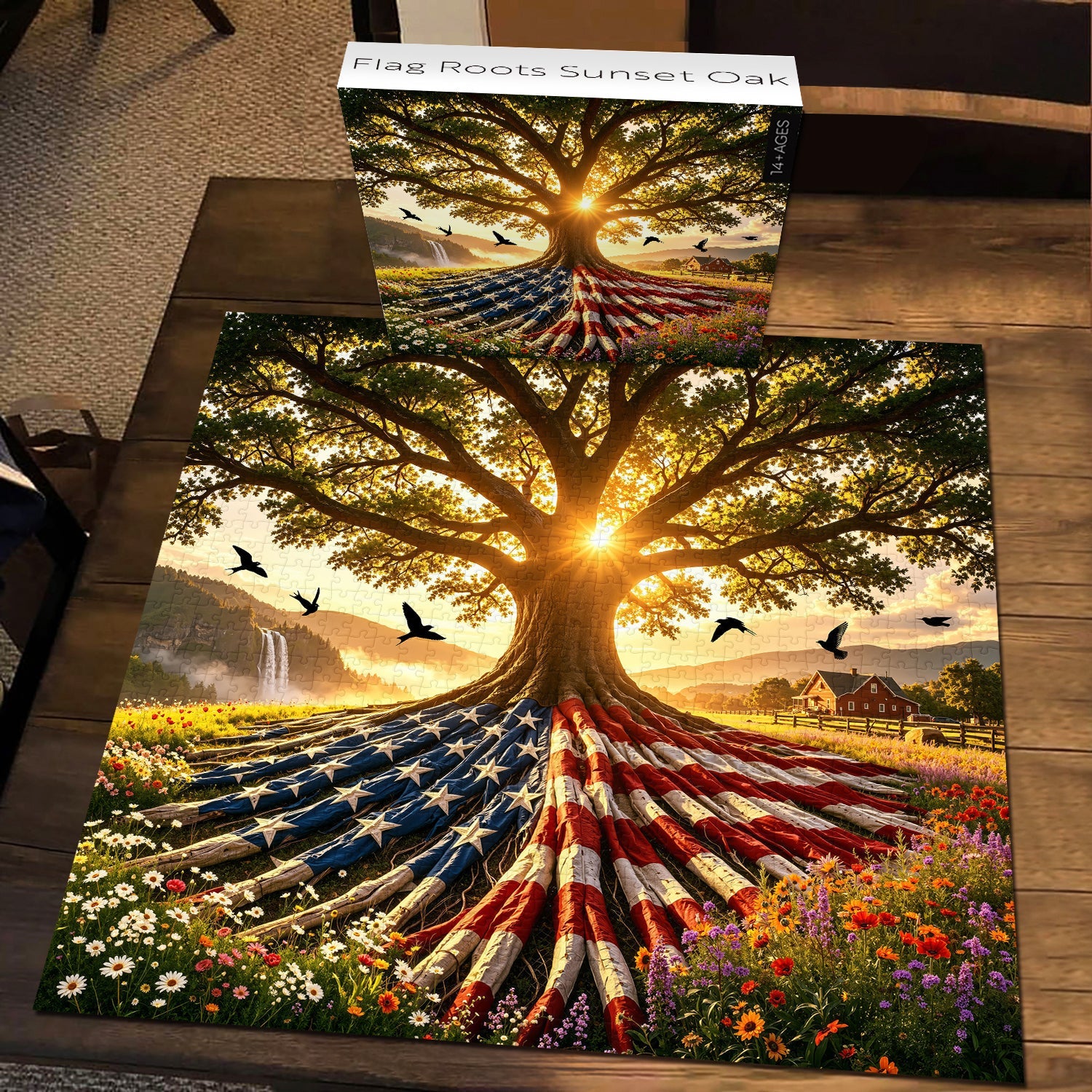 Flag Roots Sunset Oak Jigsaw Puzzle 1000 Piece