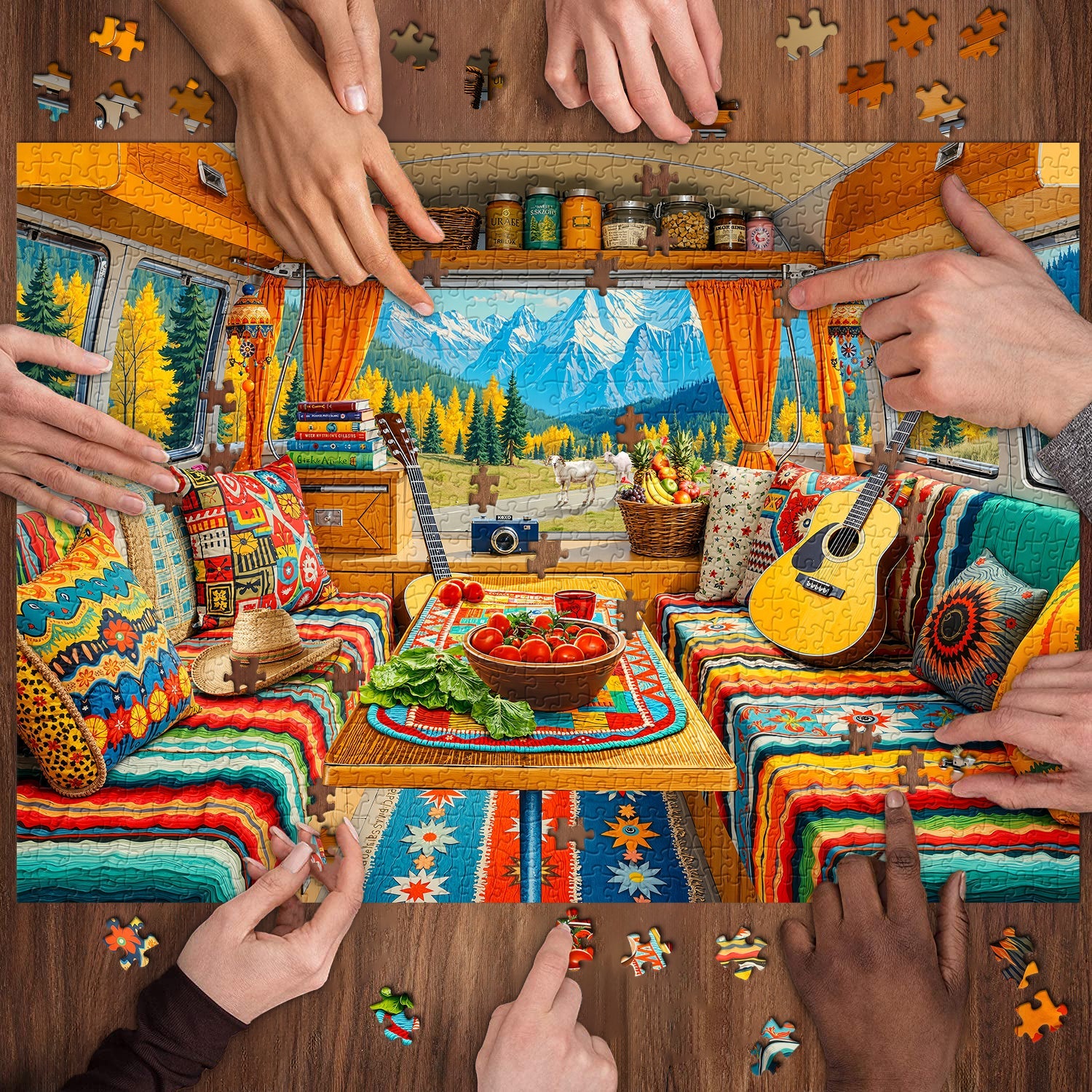 Boho Mountain Camper Jigsaw Puzzle 1000 Pieces