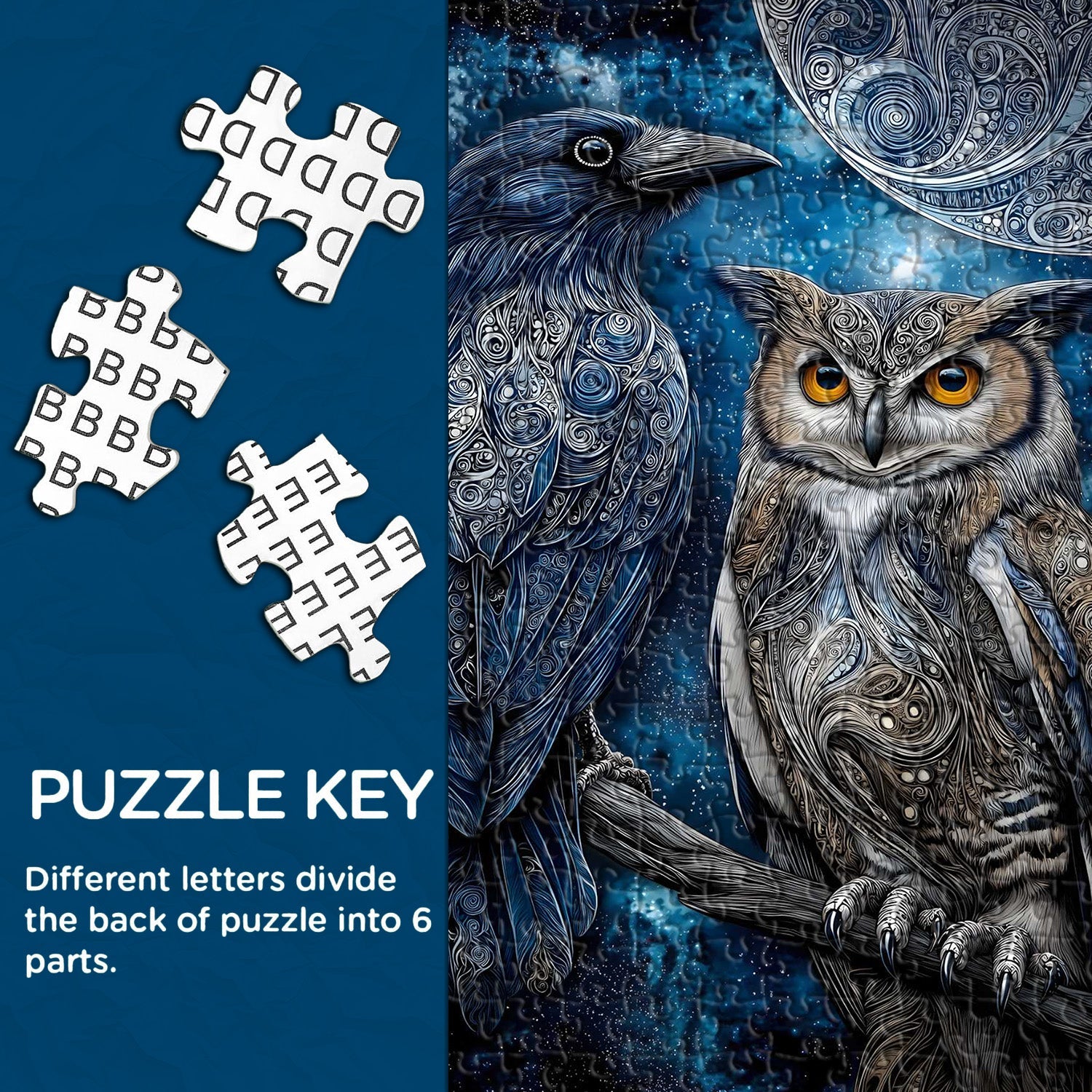 Moonlit Raven Owl Jigsaw Puzzle 1000 Pieces