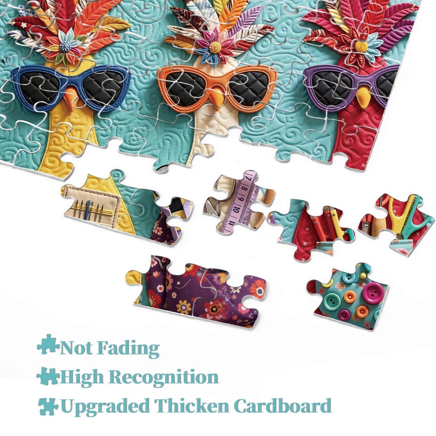 Cool Quilted Hens Jigsaw Puzzle 1000 Pieces