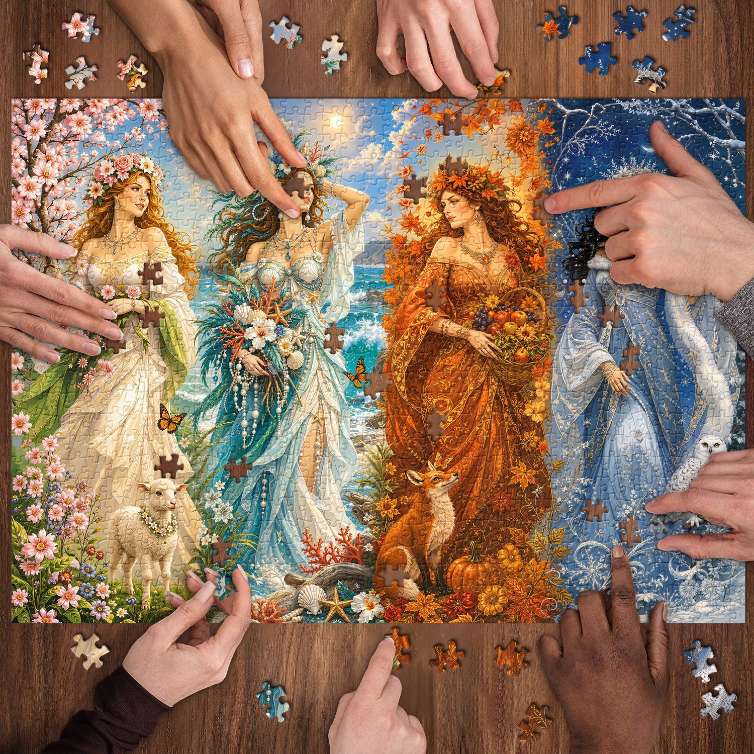 Seasonal Maidens Jigsaw Puzzle 1000 Piece