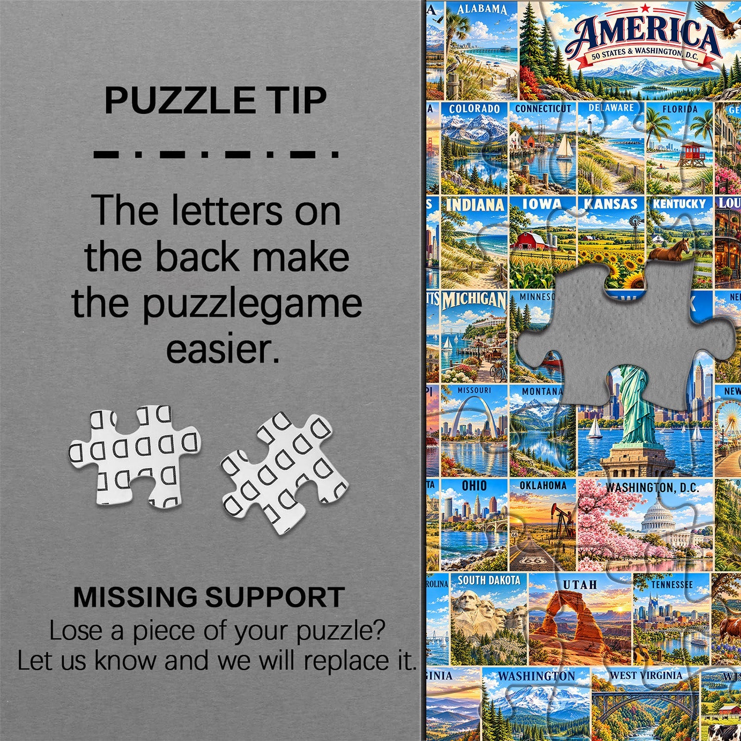 50 States & Washington, D.C Jigsaw Puzzle 1000 Piece