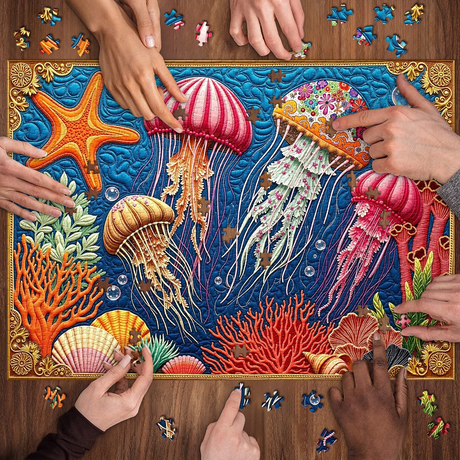 Quilted Jellyfish Dance Jigsaw Puzzle 1000 Pieces