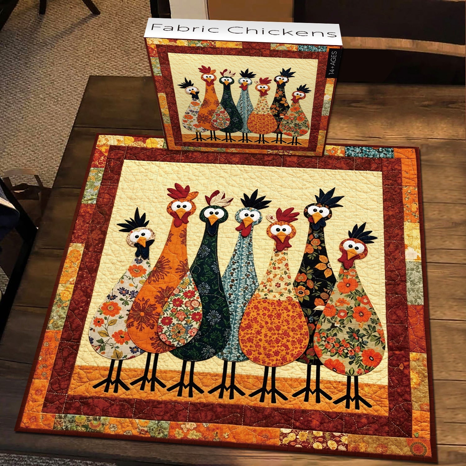 Puzzle de 1000 pièces Poules en tissu
